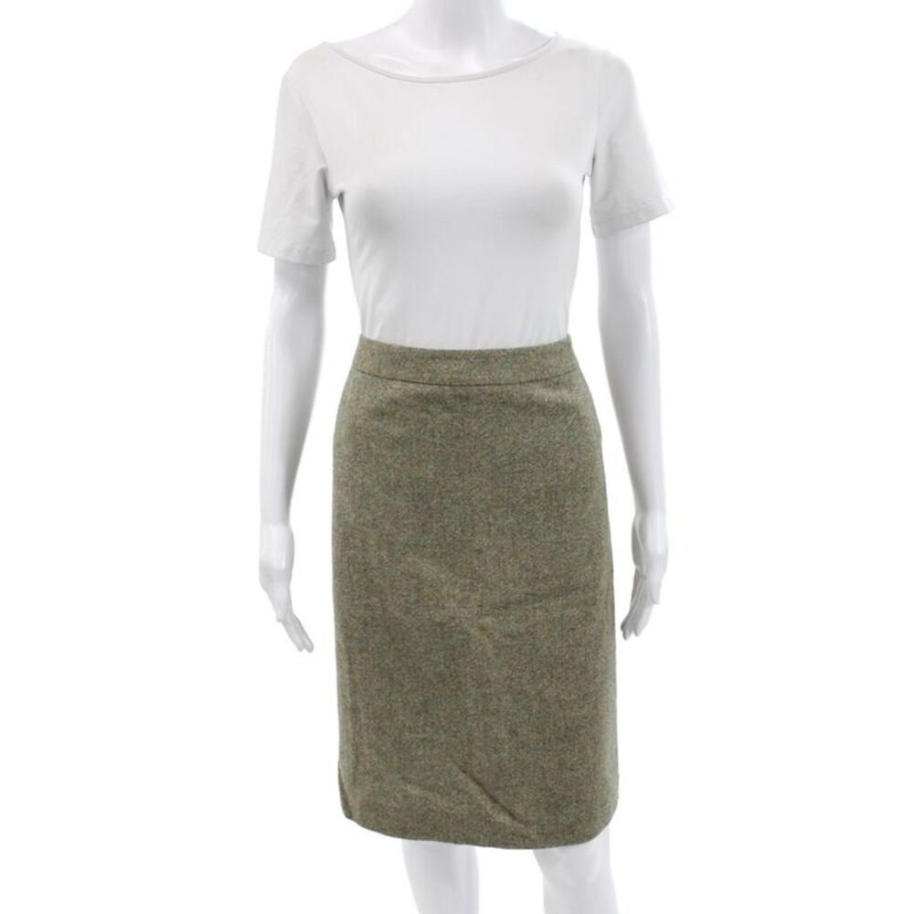 346 Brooks Brothers Women Straight Pencil Skirt Green Wool Knee Length Size 12